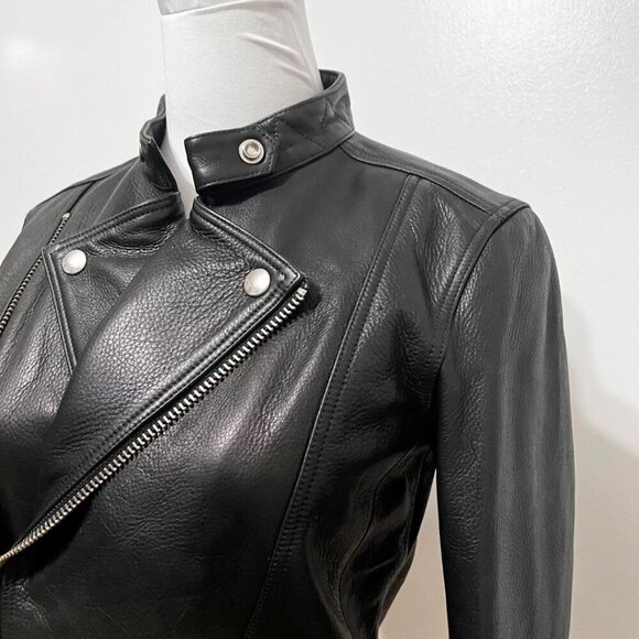 NWT APC FLORENCE BLACK LEATHER JACKET - 34 (XS) - Picture 8 of 16